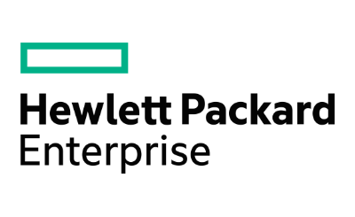 Hewlett Packard Enterprise logo with a green outline rectangle and black text.