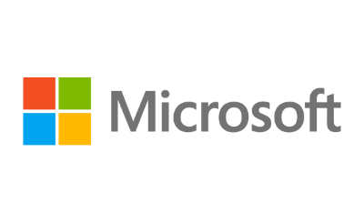 Microsoft logo with four colored squares and the word 'Microsoft' in gray letters.