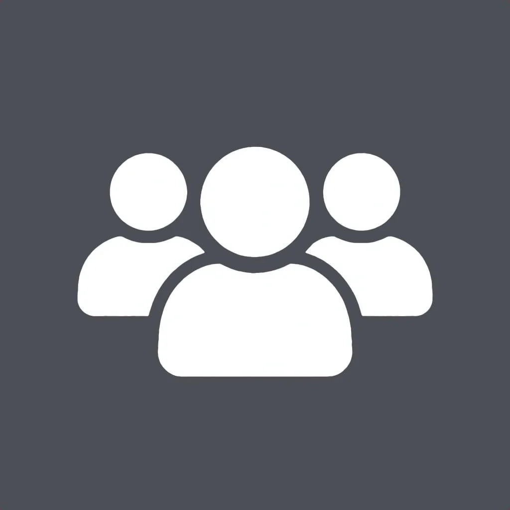 Icon of three people, representing a group or community.