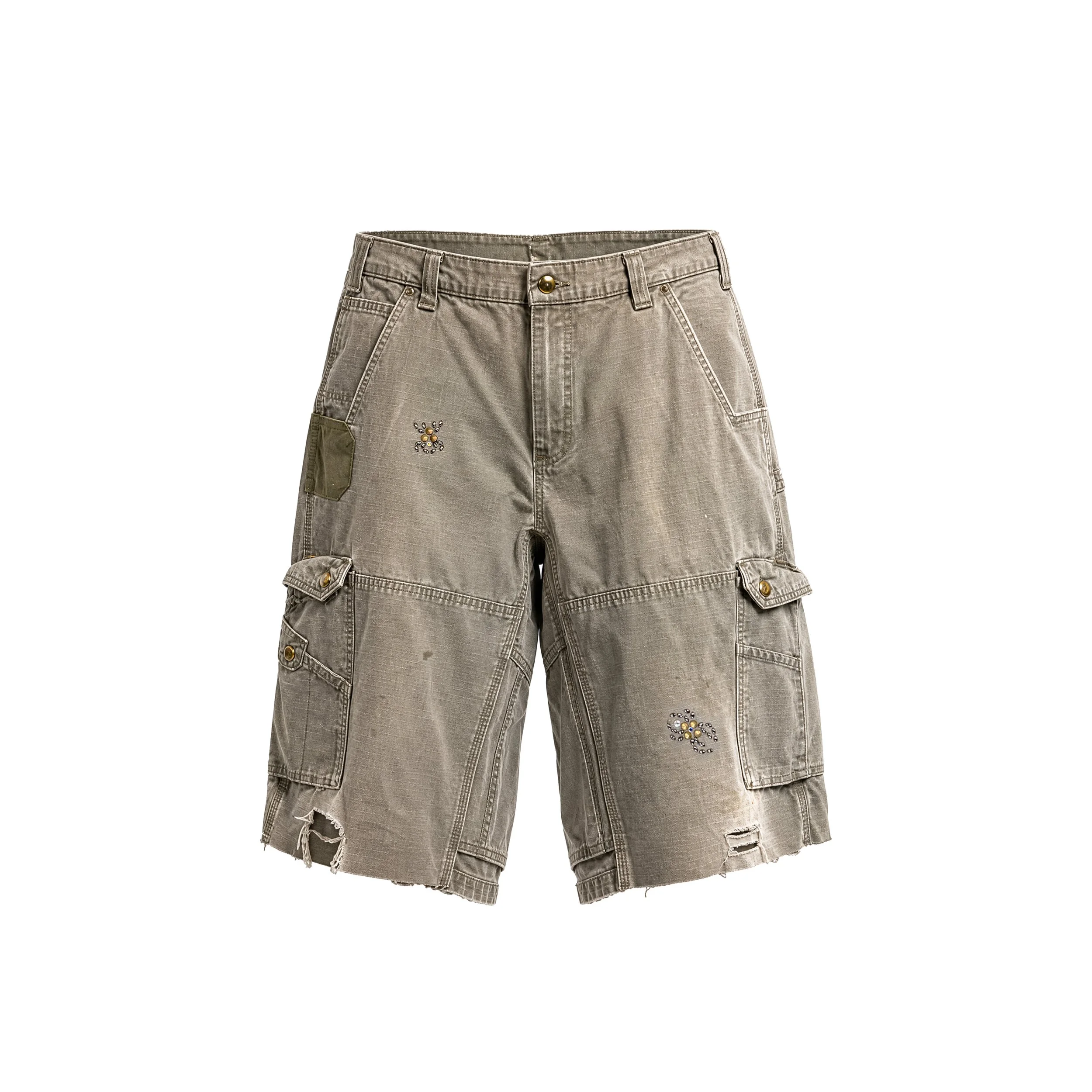 Olive cargo carhartt studded baggy shorts 35