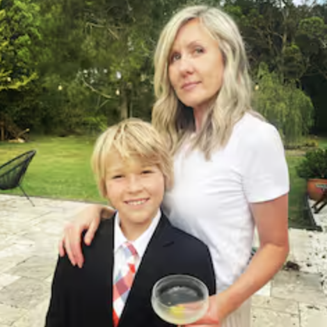 Mother and son smiling