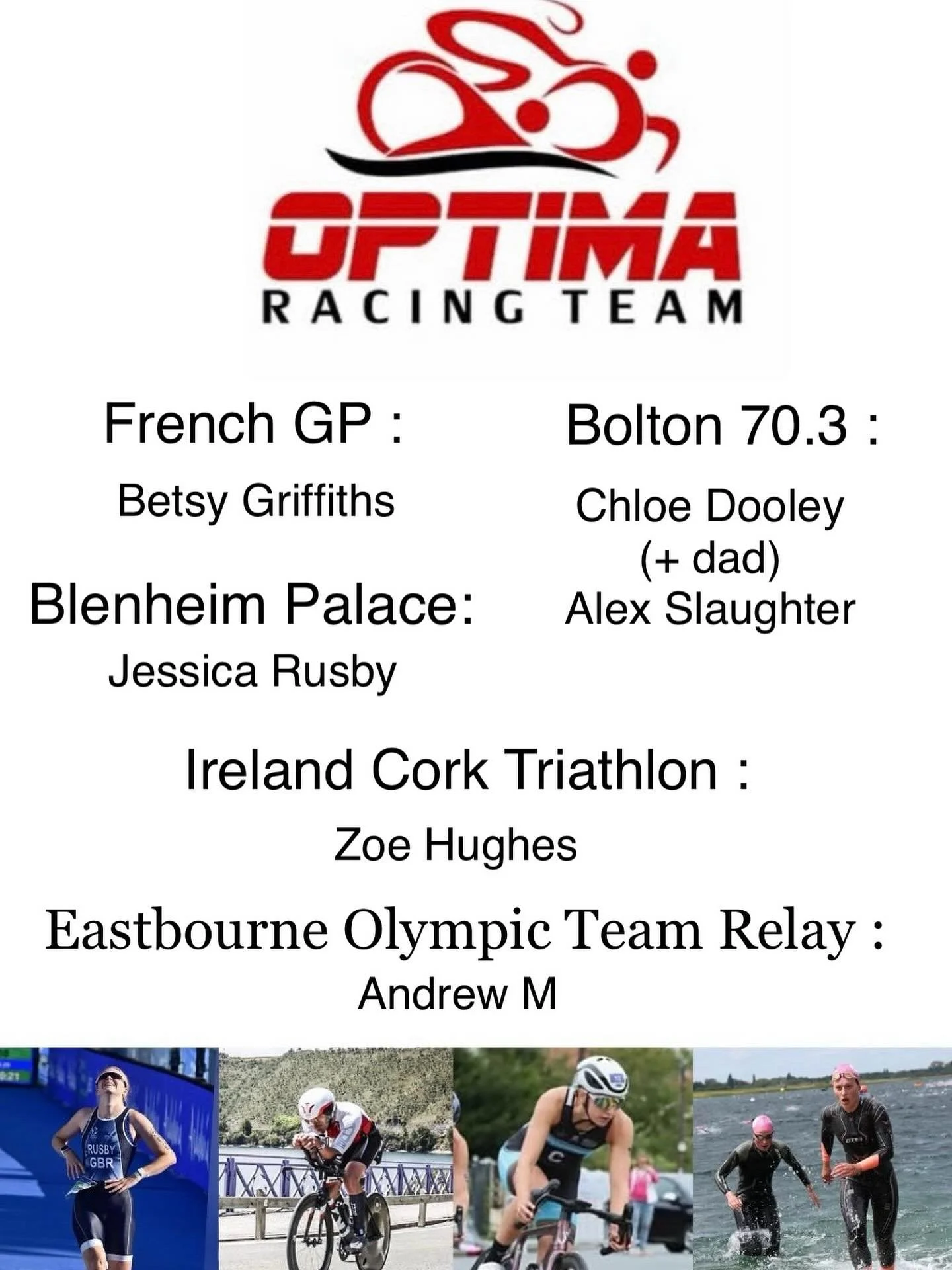 Big Race Weekend 💥

Our athletes are in action across the UK and Europe this weekend 💪🌍

🇬🇧 @chloedooley &amp; @amanofathleisure are taking on the rainy course at 70.3 Bolton. Whilst Andrew is in Eastbourne racing the Olympic Team Relay and  @jr