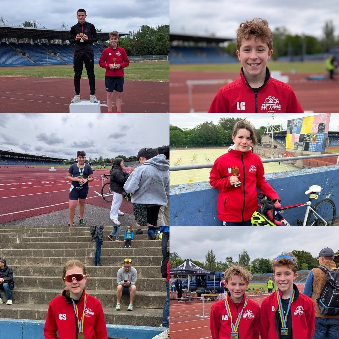 Youth Triathlon medal trophies and podium. Optima Tristars Crystal Palace Triathlon May 2026
