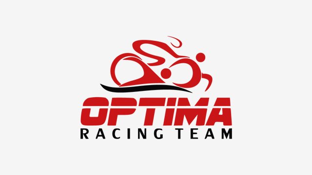 Optima Racing Team logo with a red motorcycle graphic above the team name in bold red letters and the words 'Racing Team' in black underneath.