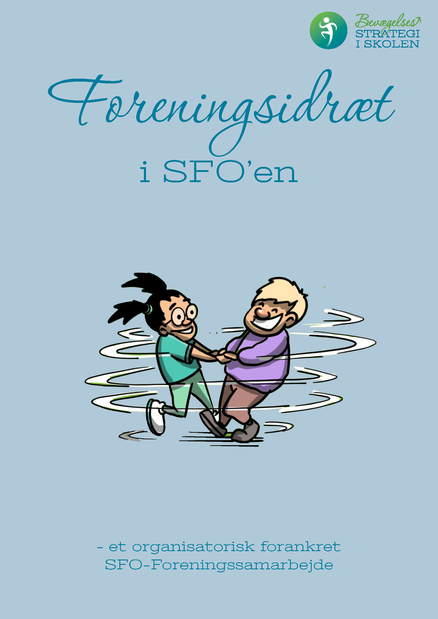 Forside af PDF dokument med teksten 'Foreningsidret i SFØ'en' og illustration af to glade personer, der danser eller leger sammen.