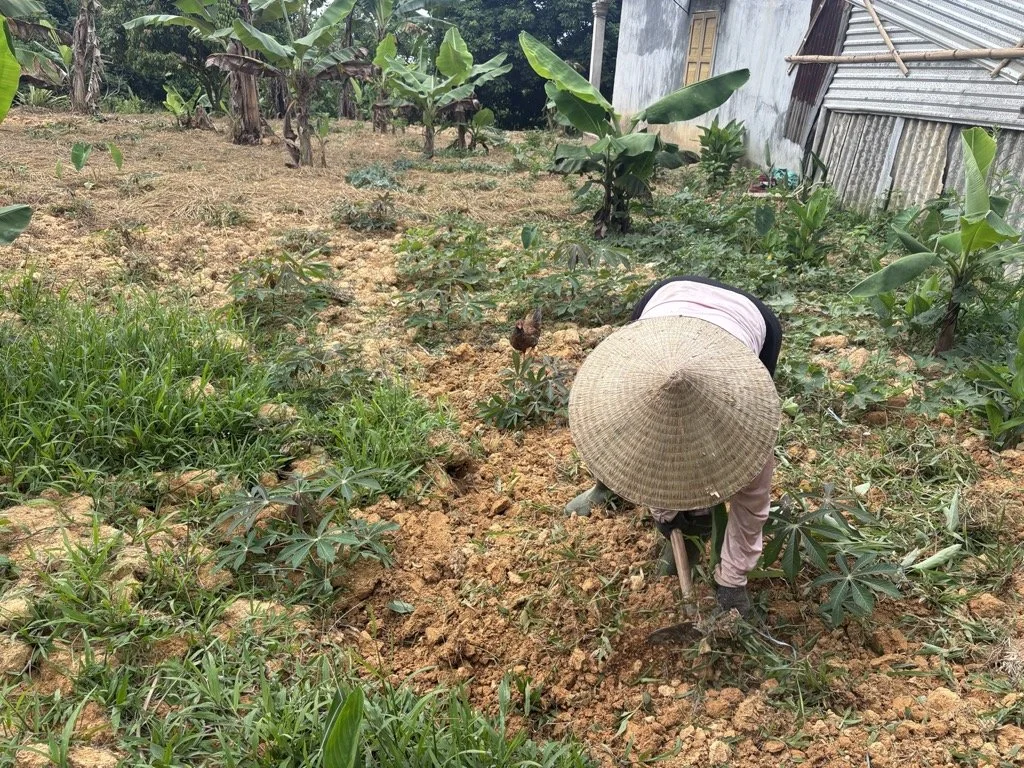 It takes hard work in the sun to upkeep her garden.