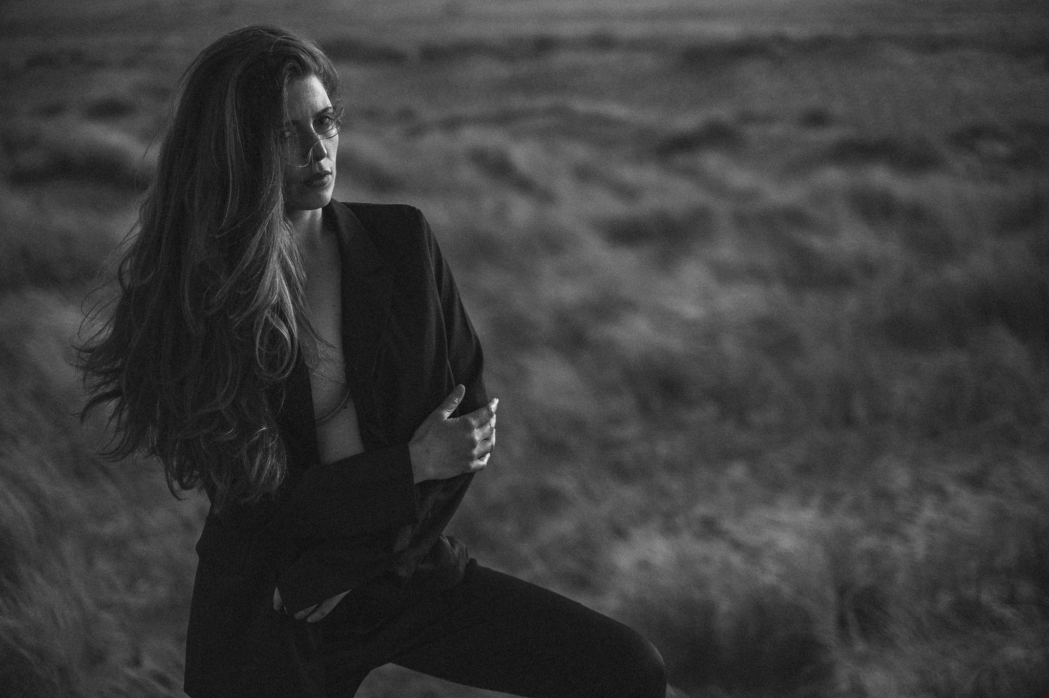 Editorial fashion model photography, black & white