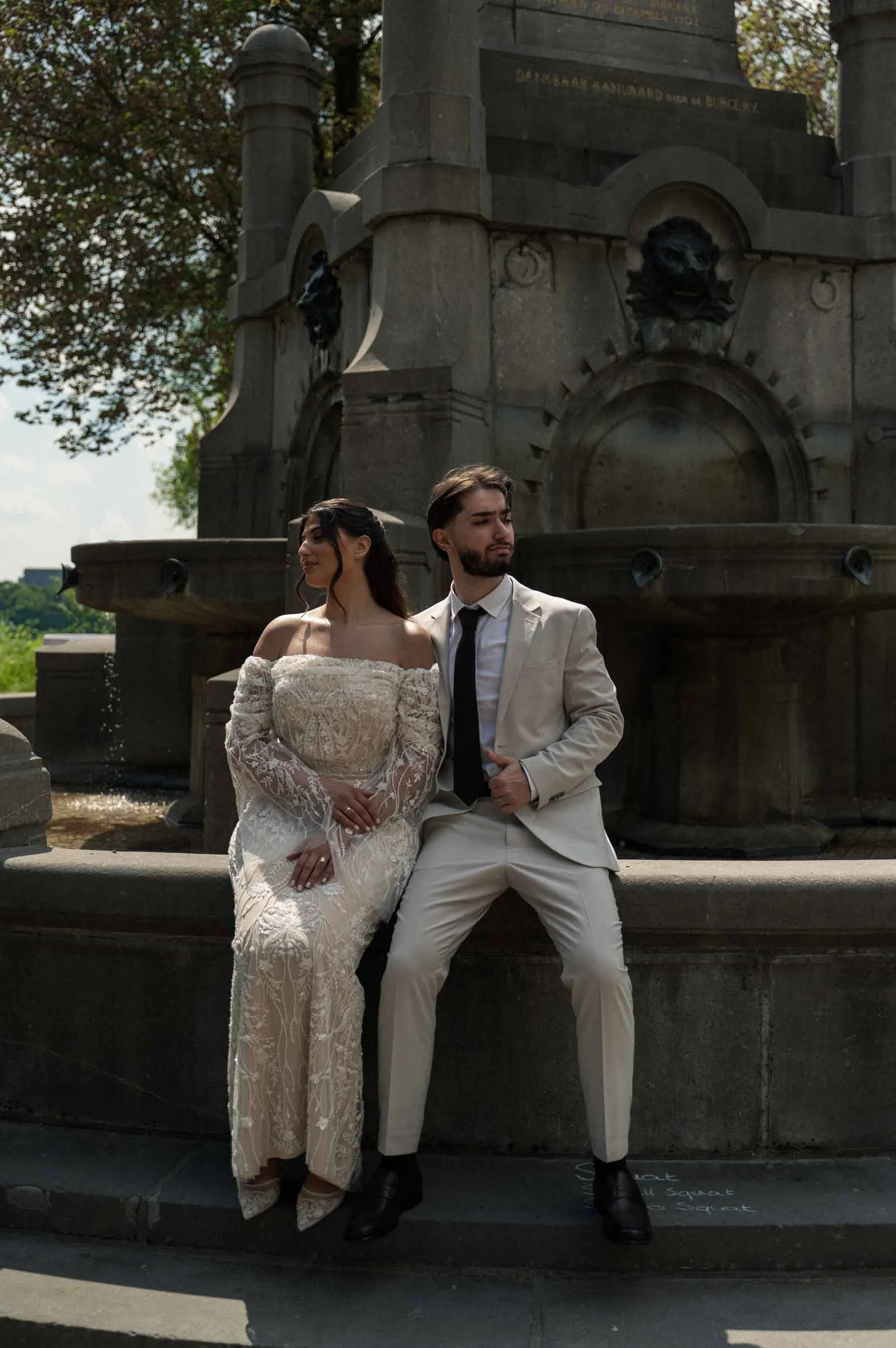 editorial koppelshoot in de stad