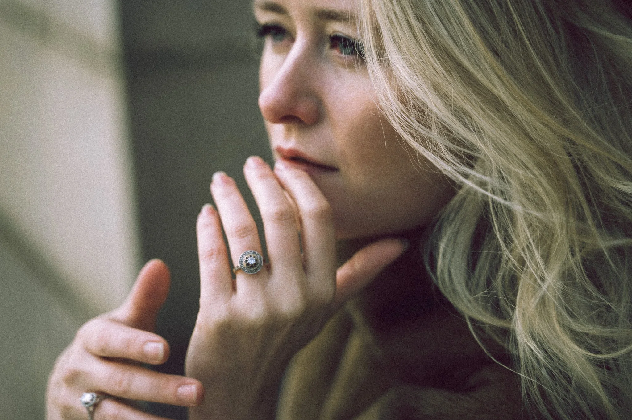 Feminine cinematic editorial portrait in color