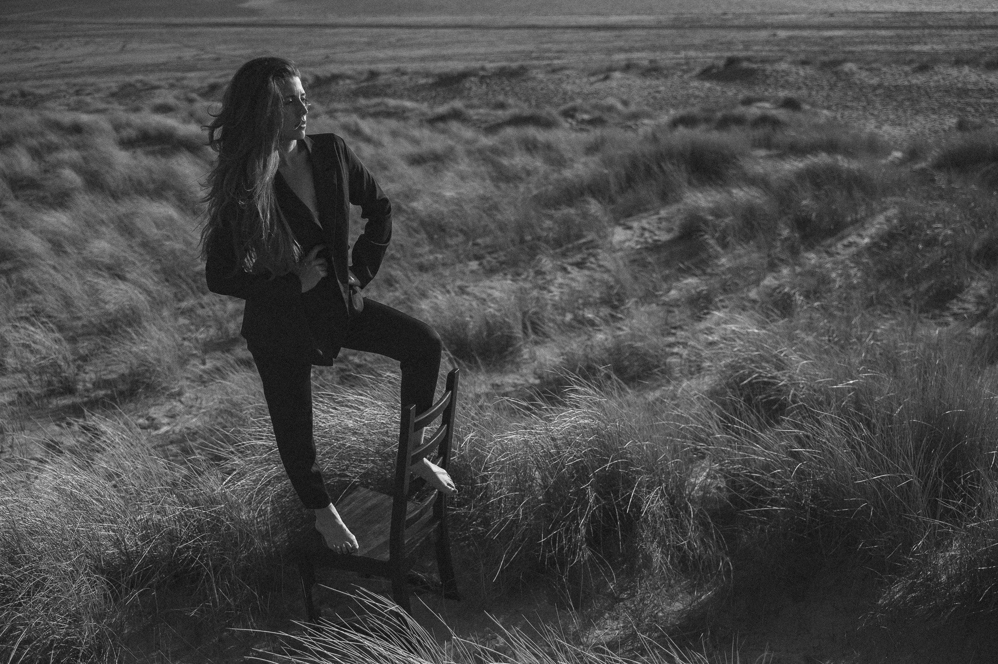 Editorial fashion model photography, black & white