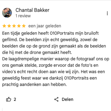 Review van een bruid waarvan ik de bruiloft  had gefilmd