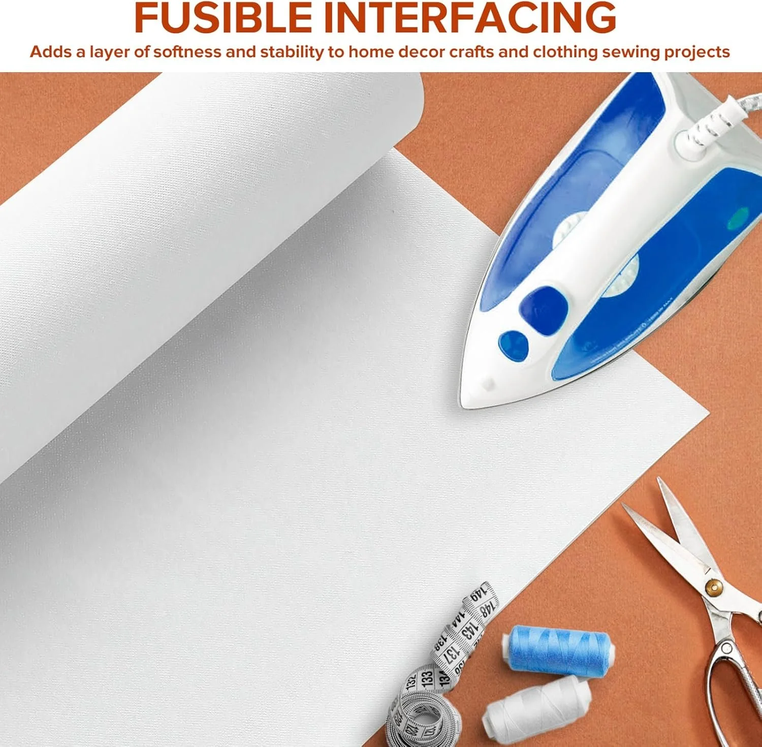 ZOMONETI Heavy Weight 17in WIDE White Iron On Non-Woven Fusible Interfacing