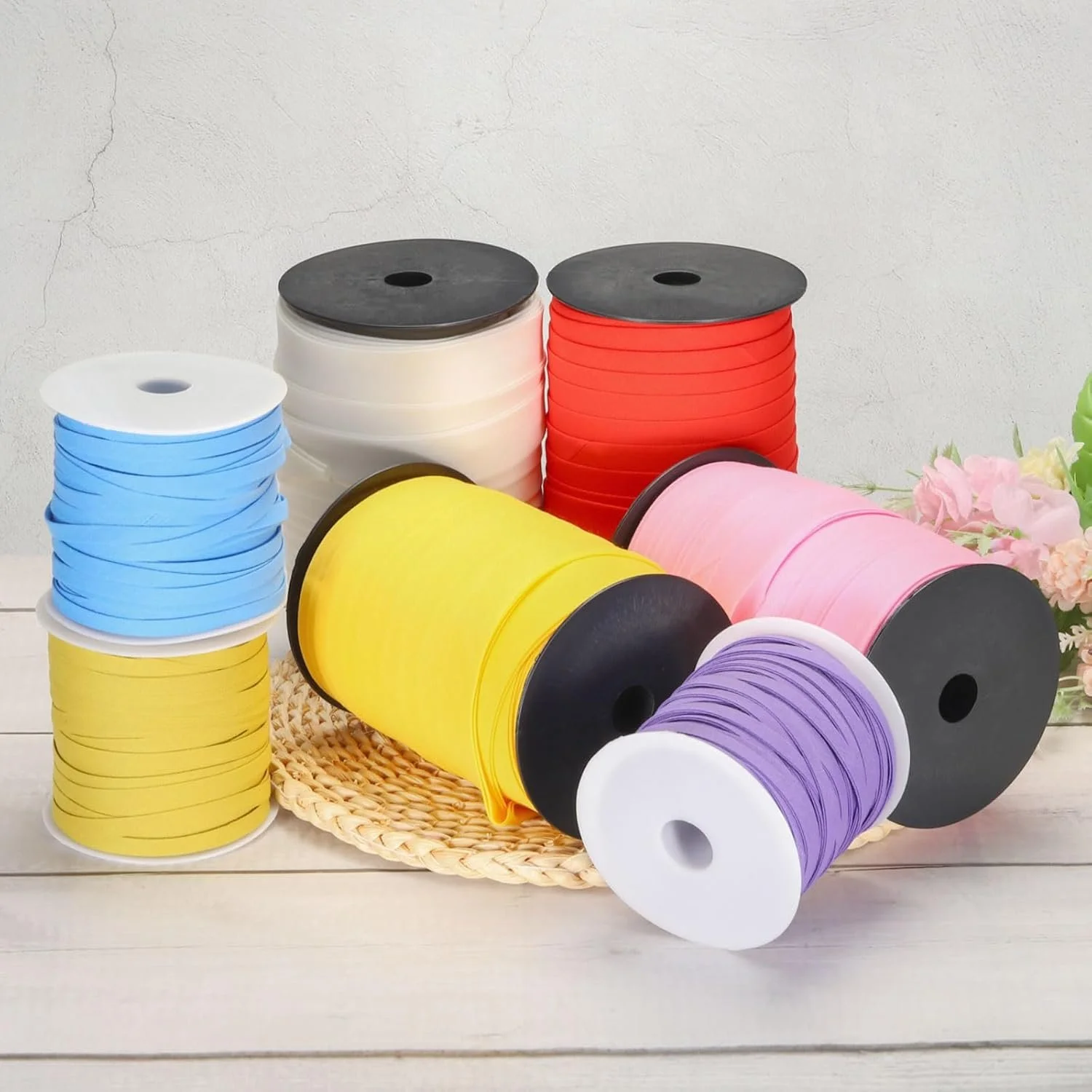 MECCANIXITY 1/2 Inch Double Fold Bias Tape Polyester Bias Tape for Sewing, Seaming Quilting Hemming Binding Crafts