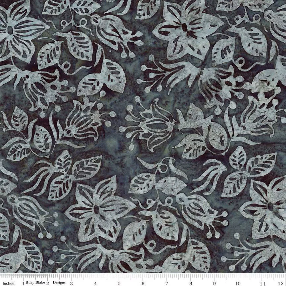 Batiks Blooms at Dusk Gunsmoke BT23372-156