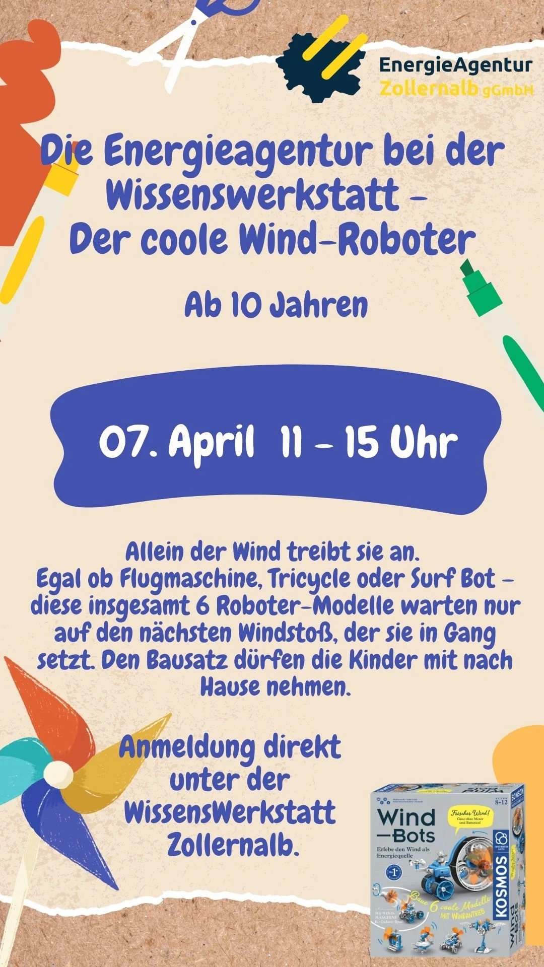 Die Energieagentur bei der Wissenswerkstatt - Der coole Wind-Roboter Ab 10 Jahren
