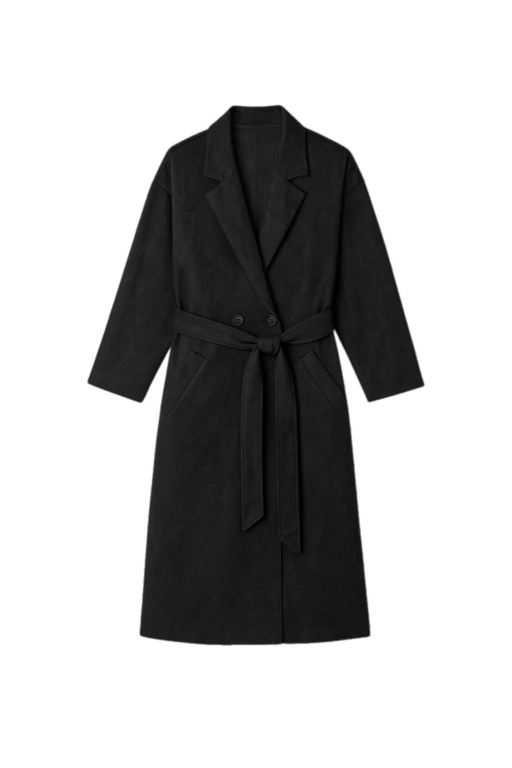 Black Suedette Tie-Waist Jacket