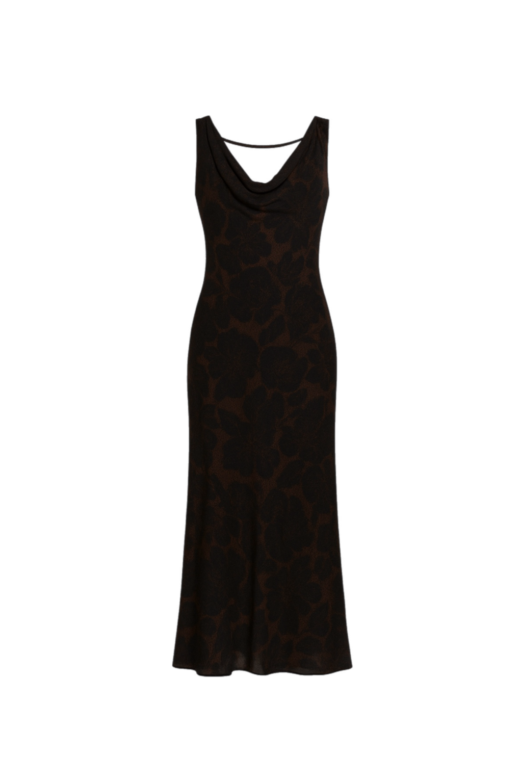 Midnight Shadows Cowl-Back Maxi Dress