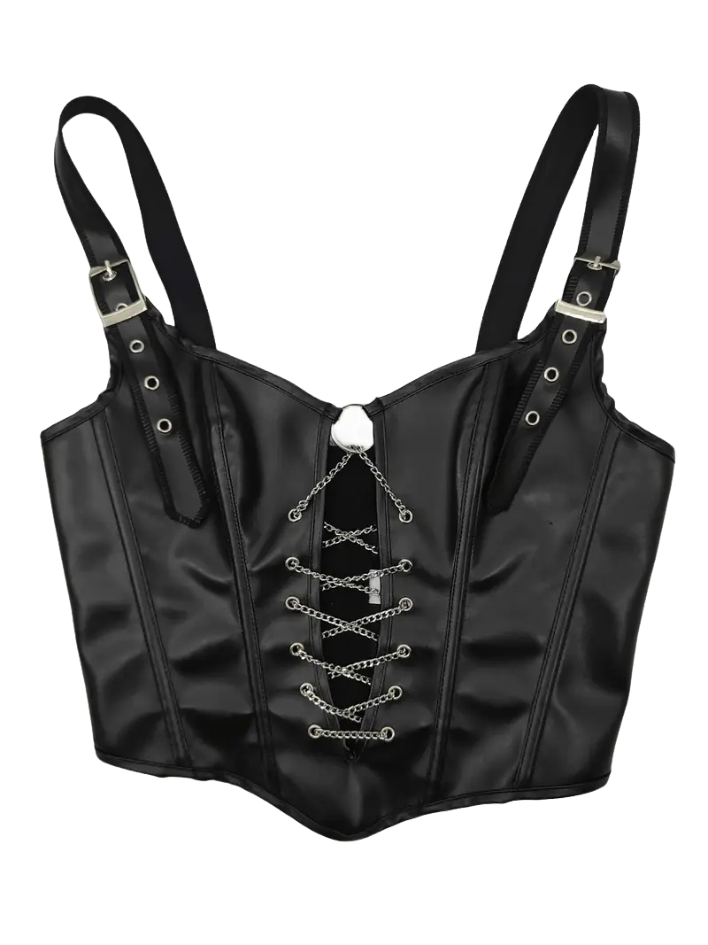 Structured Corset with Chain Lace Detailing in Noir