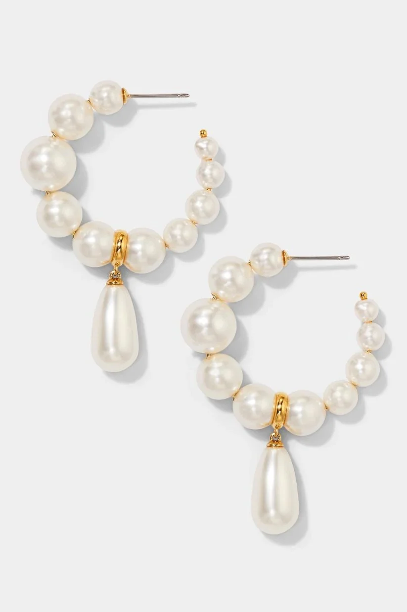 NADRI LONDON PEARL HOOP EARRINGS