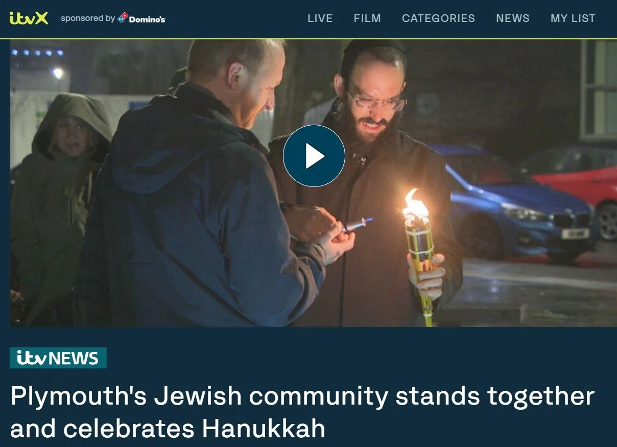 ITV News - Plymouth's Jewish community stands together and celebrates Hanukkah