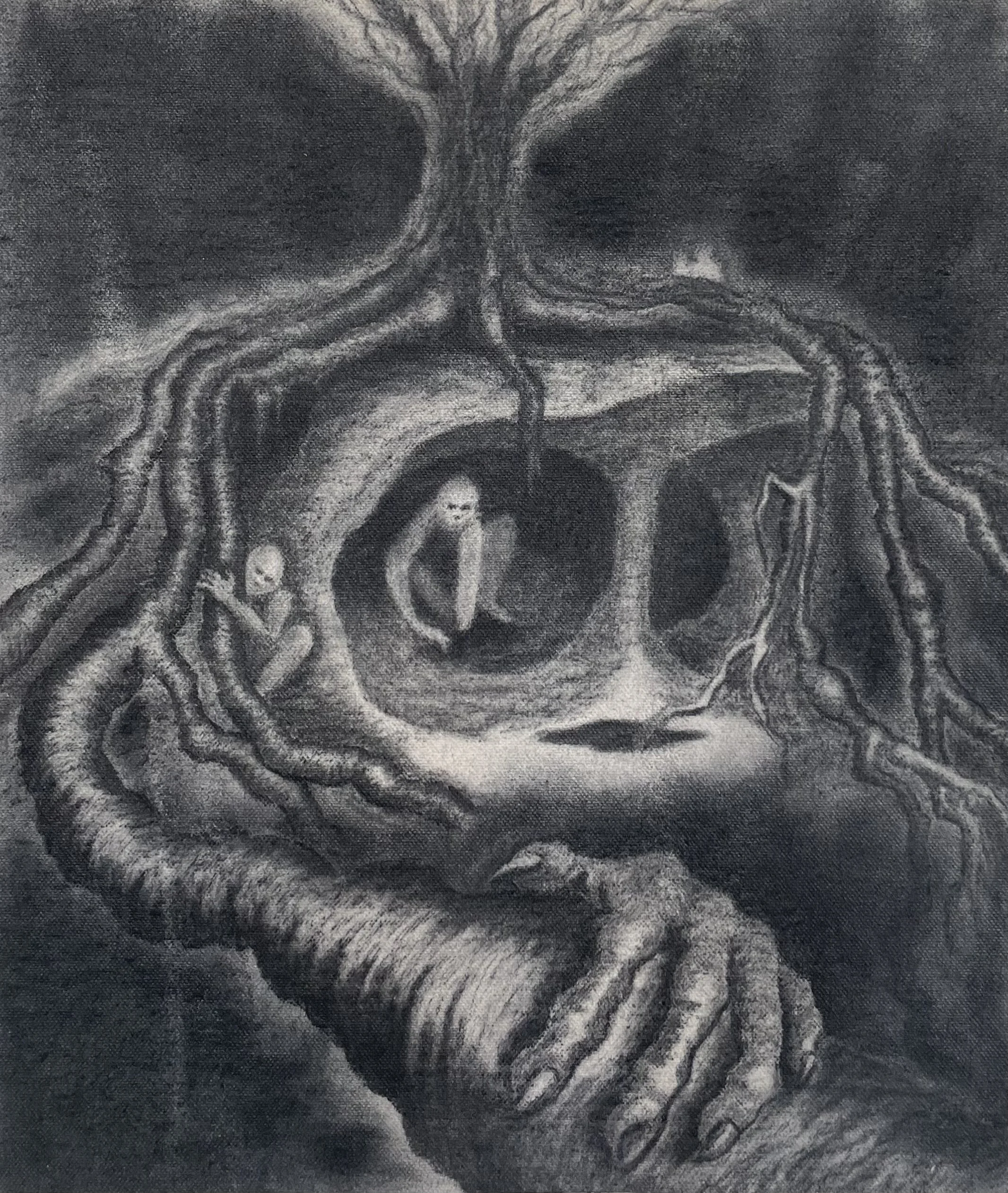 Drawing representing the uneasy boundary between my inner and outer worlds