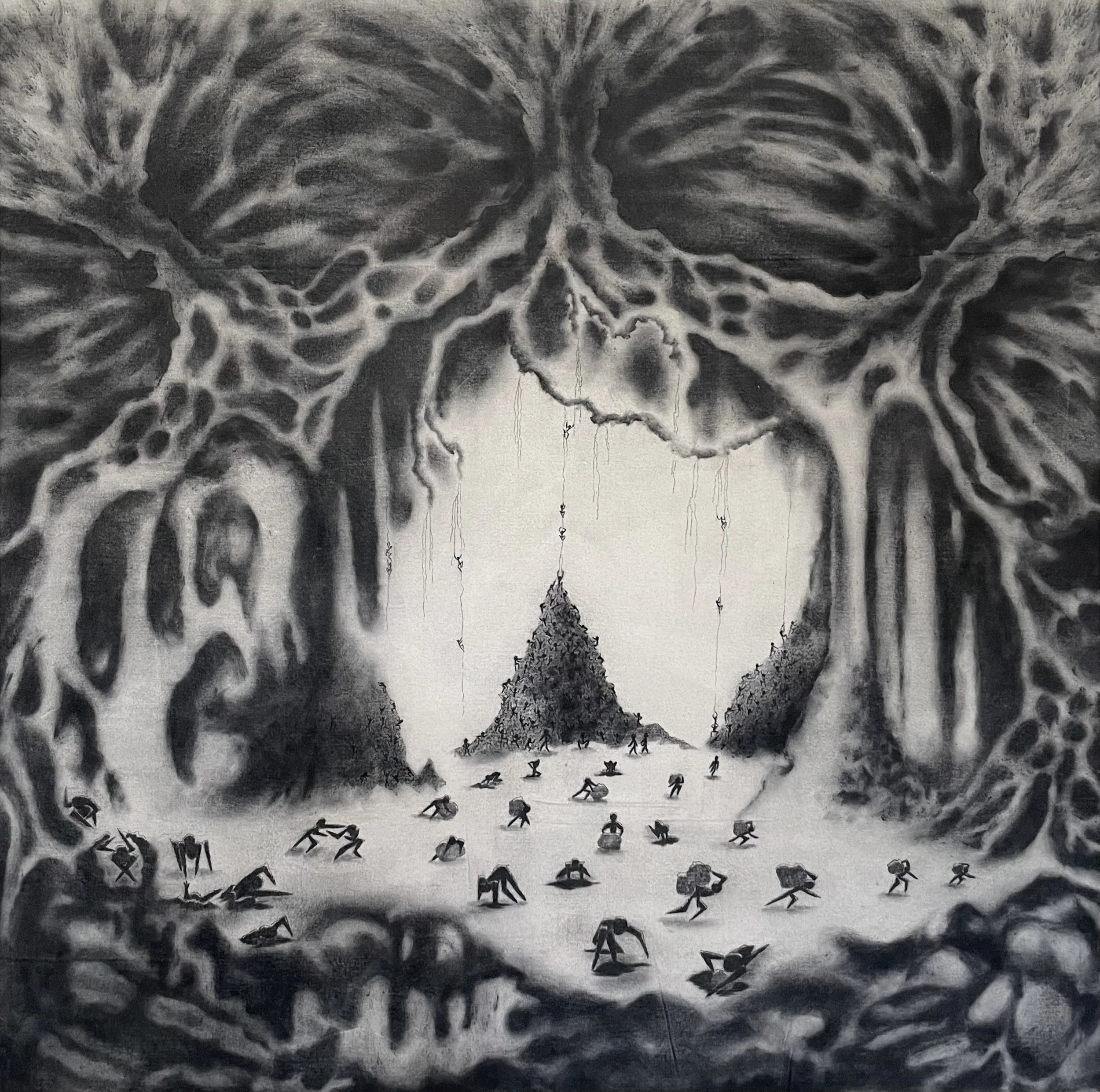 Drawing representing an inner world of calm as the outside world rages