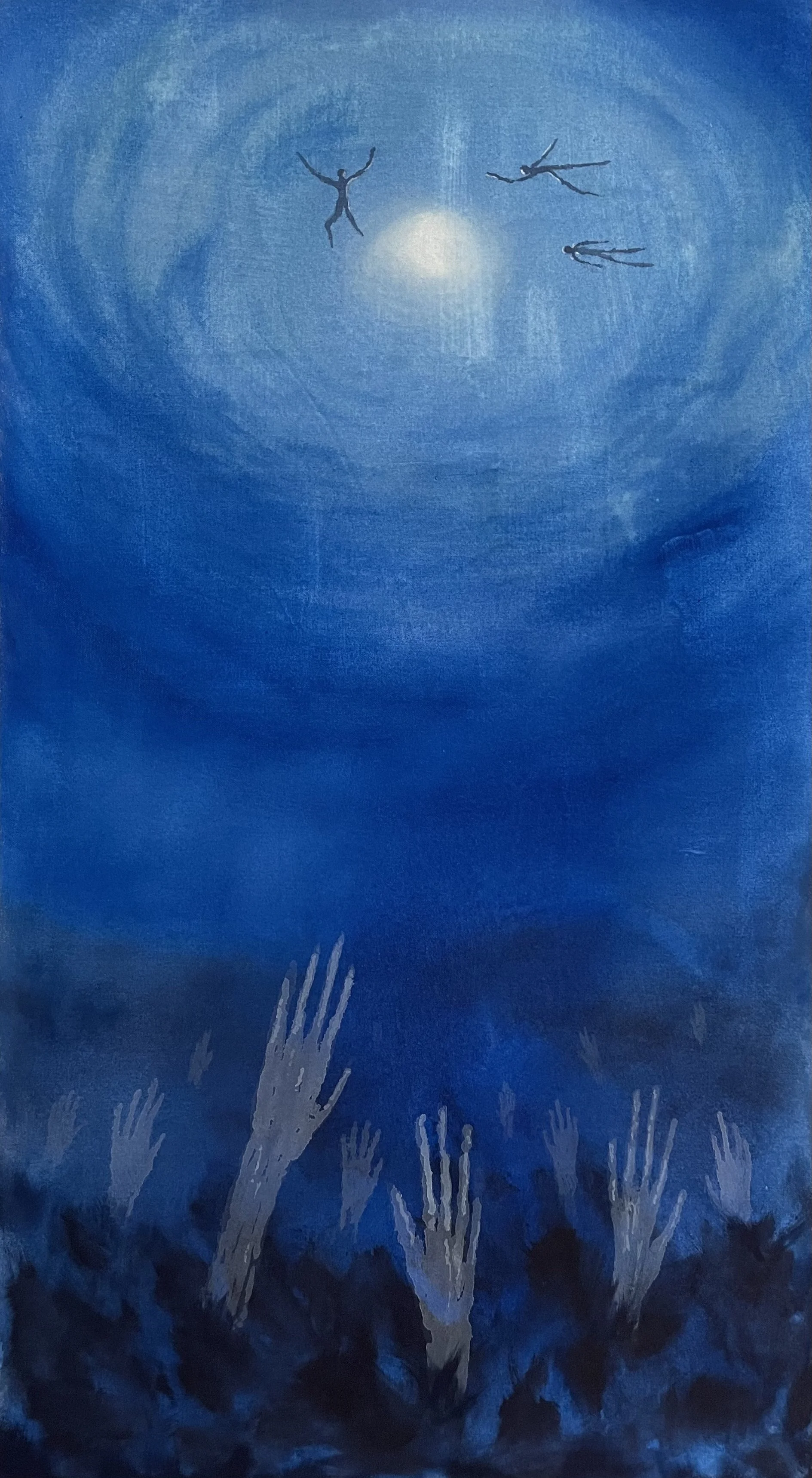 Painting representing the feeling of being trapped and a dream of freedom