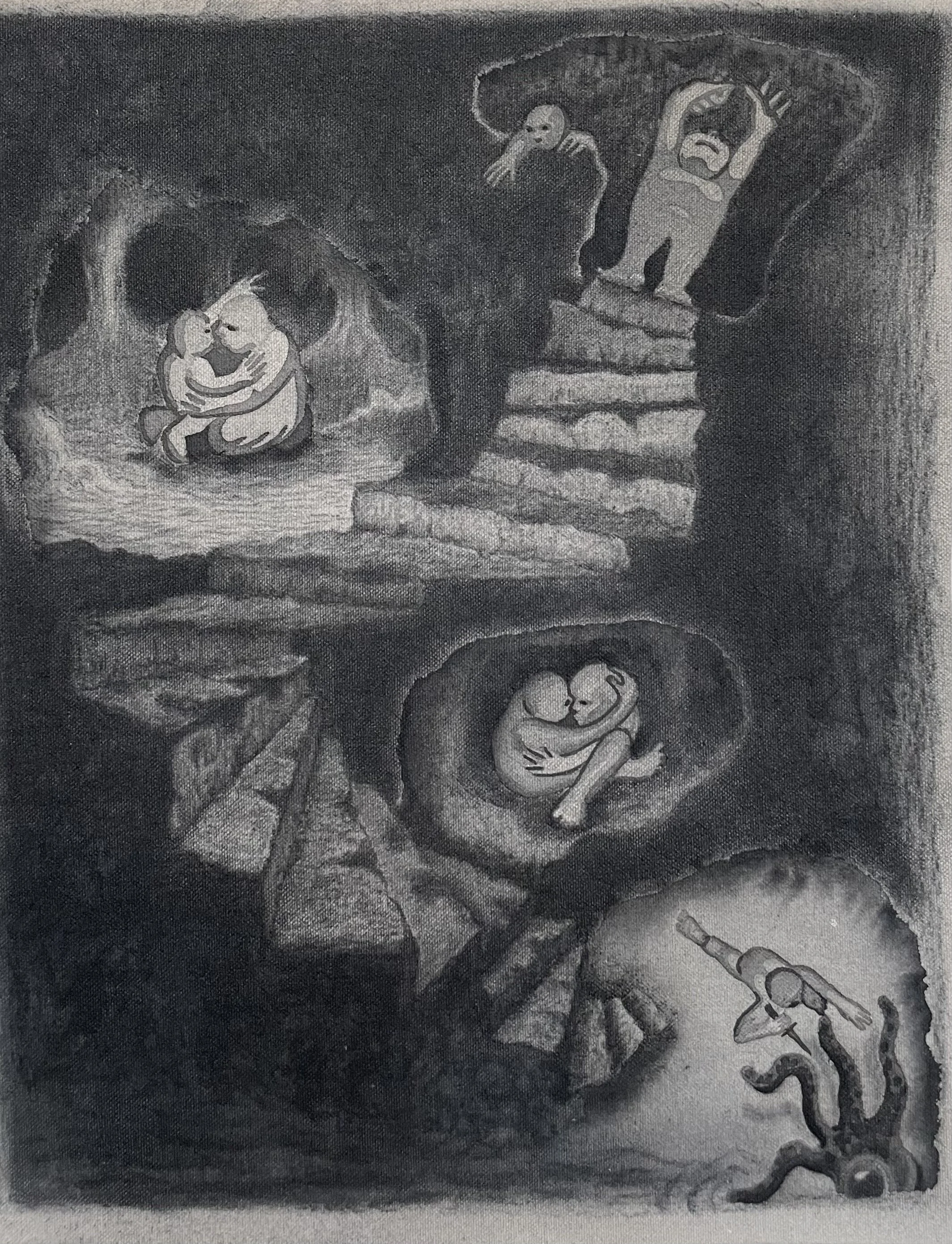 Drawing representing the uneasy boundary between my inner and outer worlds