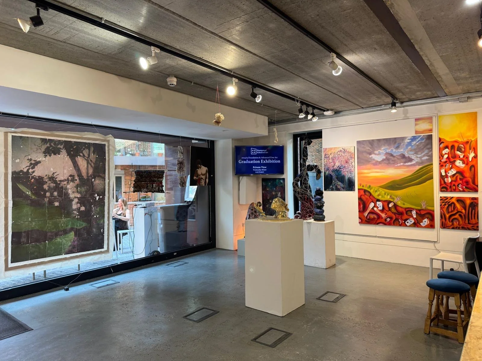 Part of the 2025 Graduation Exhibition at Hampstead School of Art, showing four paintings from the Dream of Freedom series