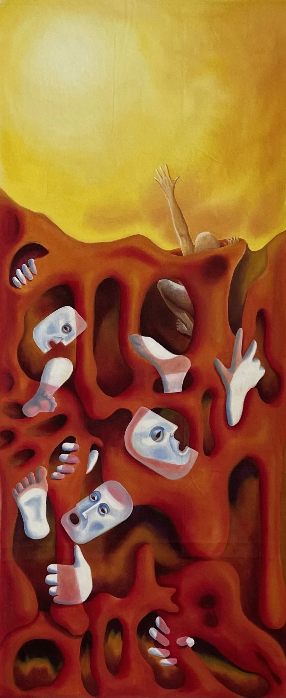 Detail from my painting Dream of Freedom II, representing the feeling of being trapped and a dream of freedom