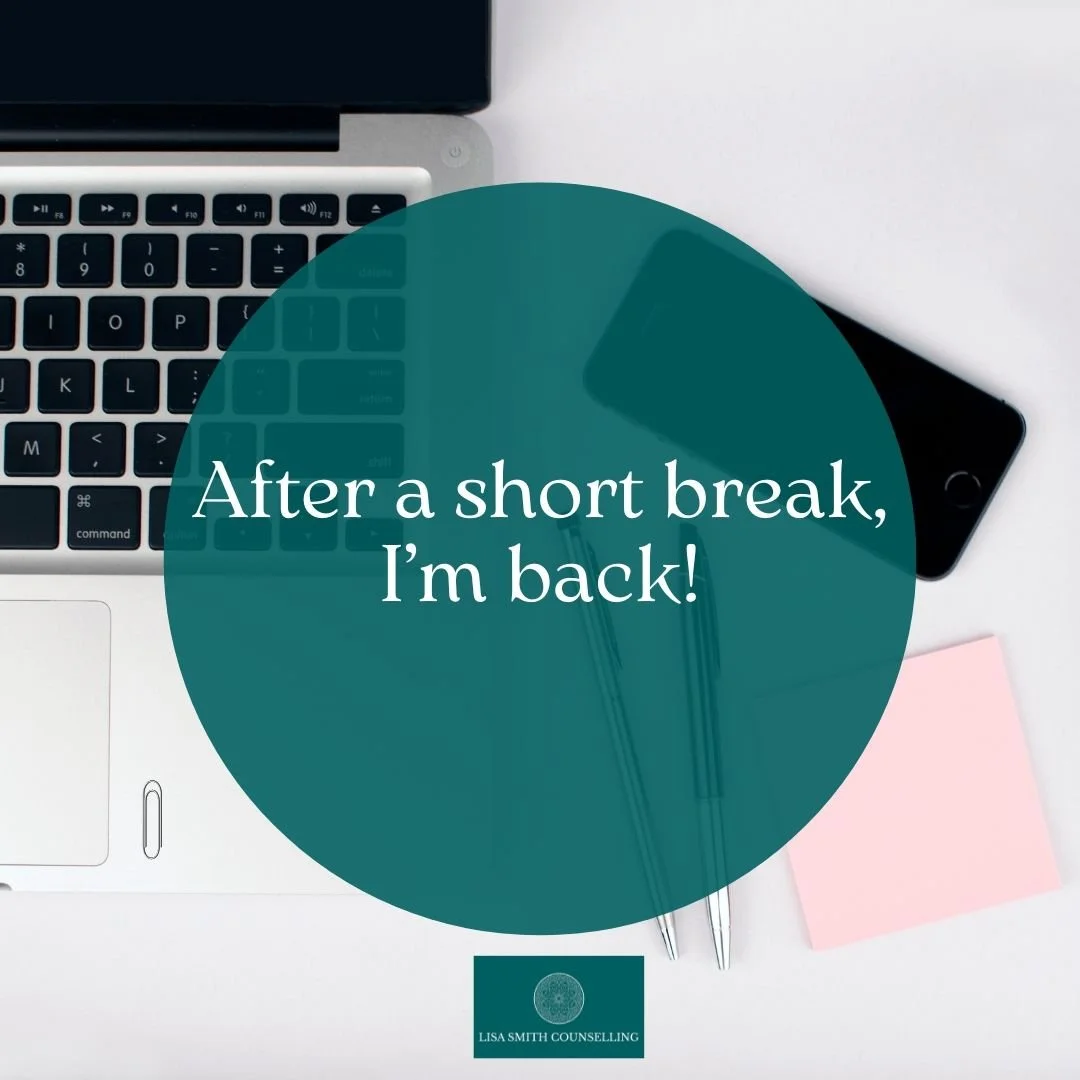 I will be back at the centre today following a few weeks leave.  I will respond to any emails and messages throughout the day.

If you are thinking of counselling and psychotherapy and would like an informal chat, drop me an email at lisa@lisasmithco