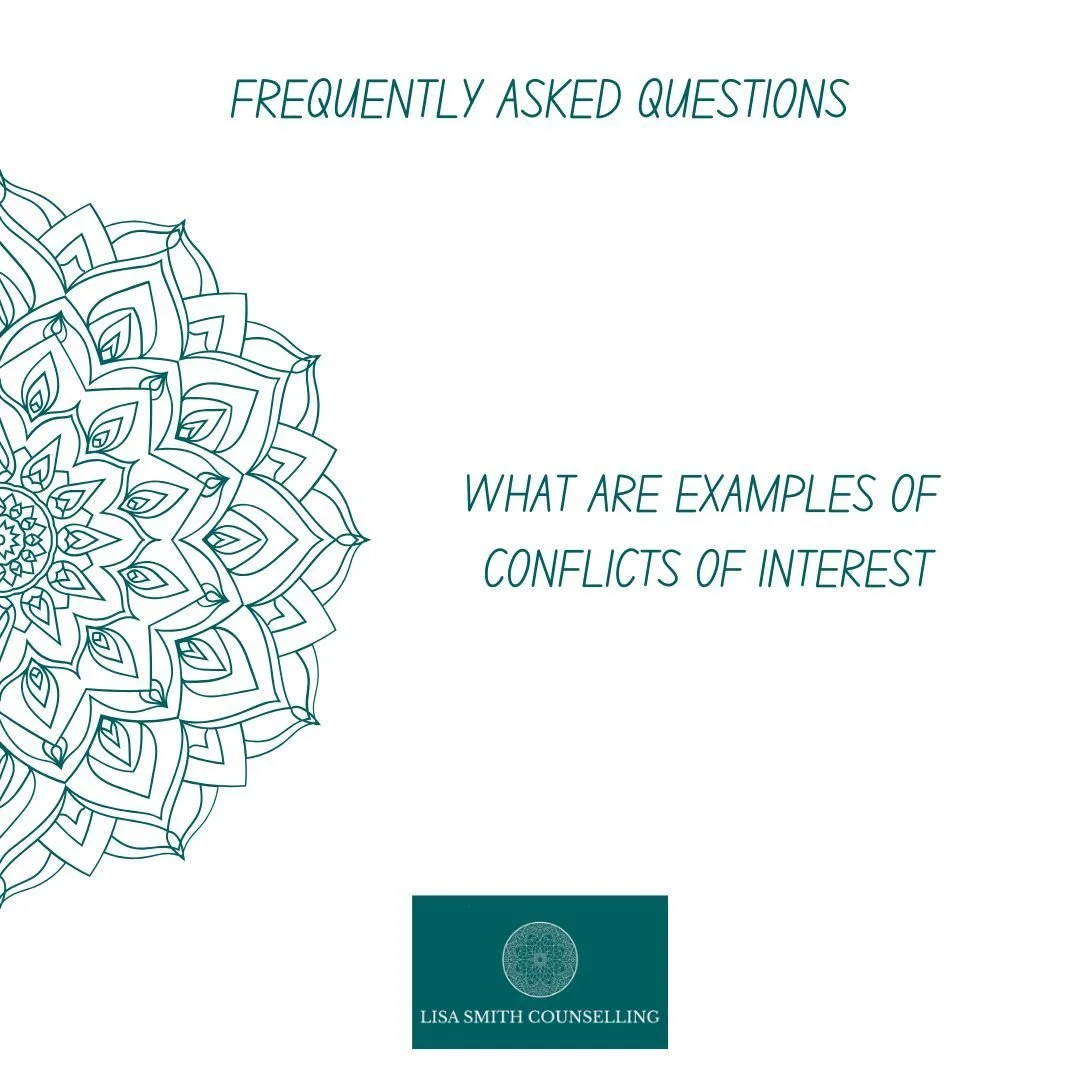 A conflict of interest within therapy occurs when a therapist has a situation that could potentially influence their professional judgement, which could include:

❓Dual relationships - Having a personal or professional relationship with someone you m