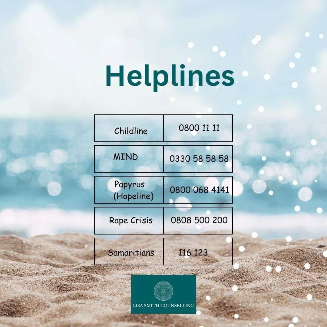 If your therapist is away over Easter and you need support, here are some useful helplines