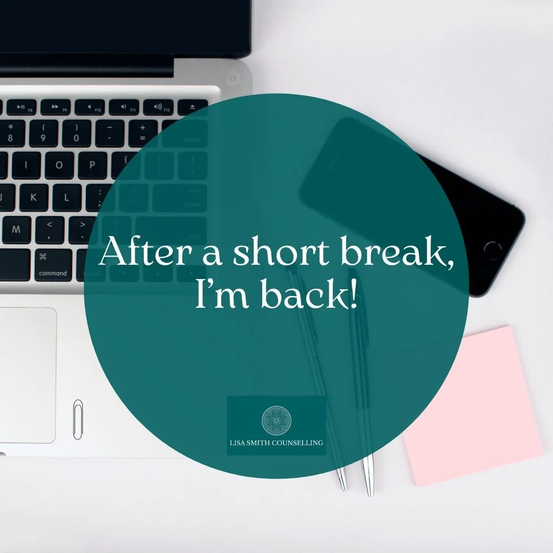 I will be back at the centre today after a few days' leave. I will respond to any emails and messages throughout the day.

If you are thinking of counselling and psychotherapy and would like an informal chat, drop me an email at lisa@lisasmithcounsel