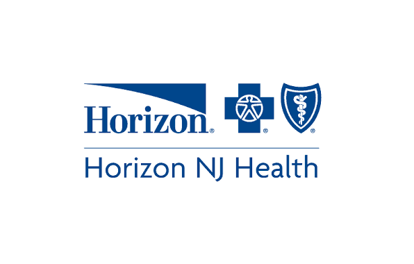 Horizon NJ Health logo with text and medical symbols including a cross and shield.
