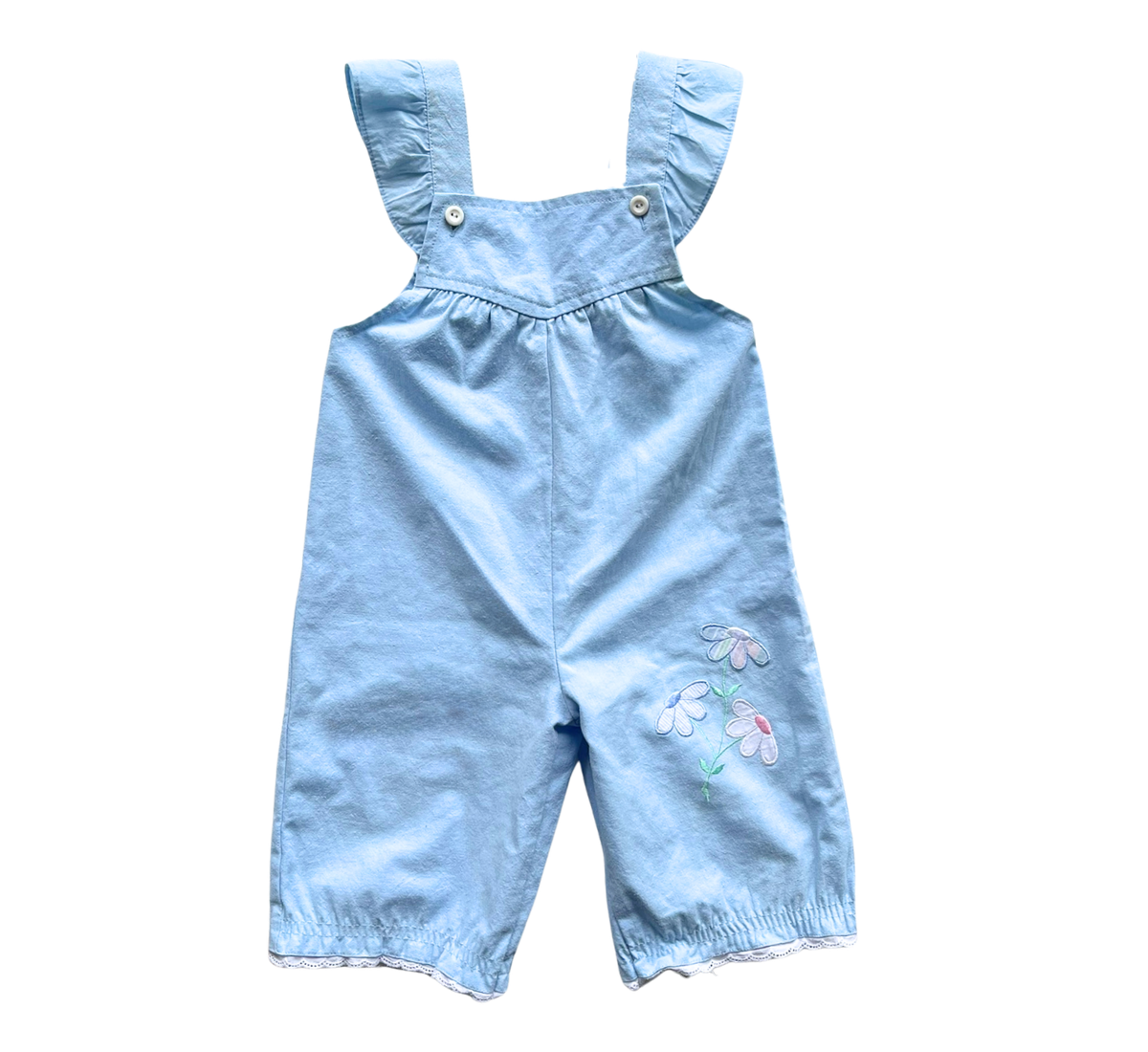 80s D&I International Baby Blue Flutter Sleeve Romper Size 1