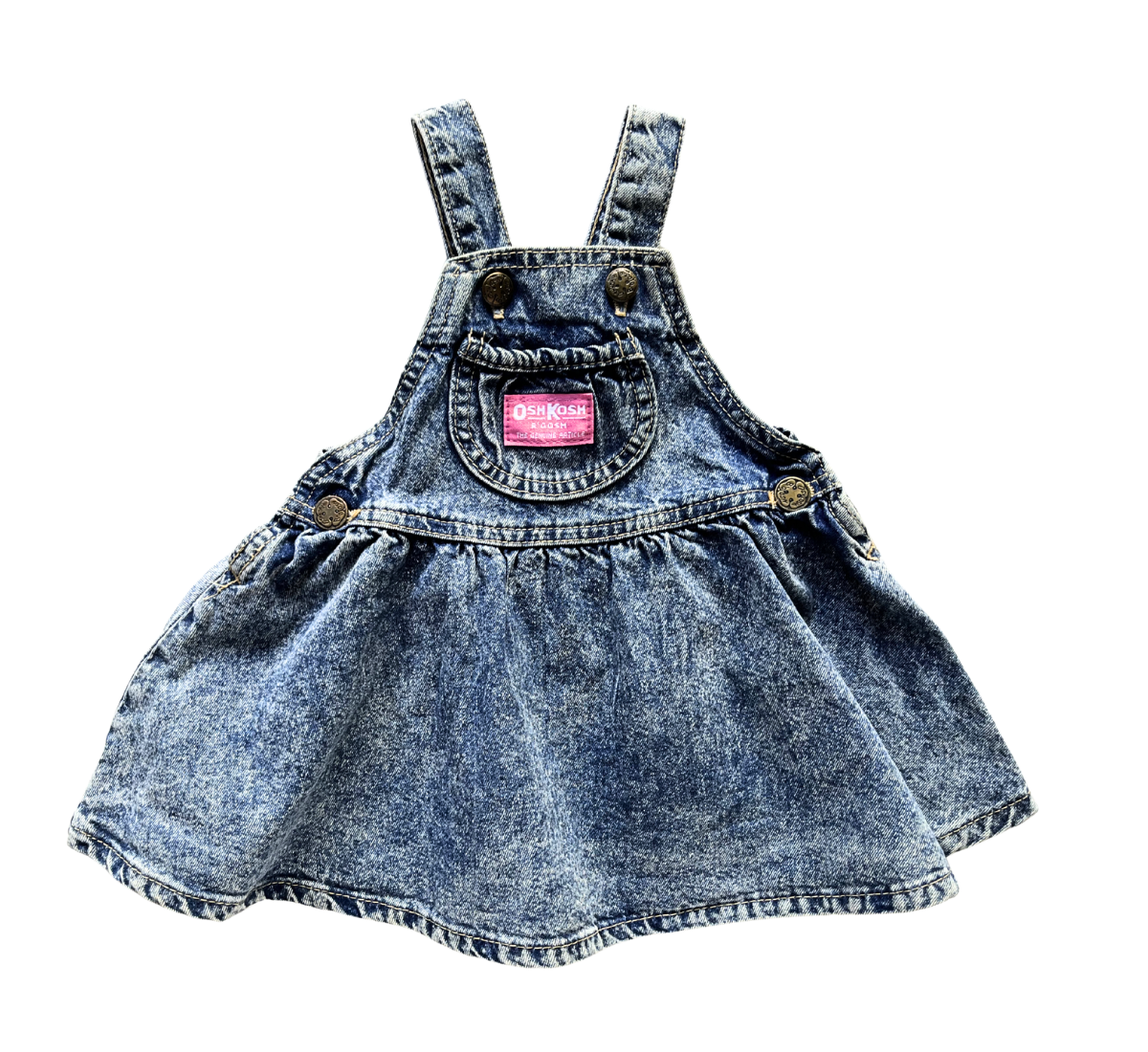 80s OshKosh B'Gosh Acid Wash Denim Pinny Dress Size 0