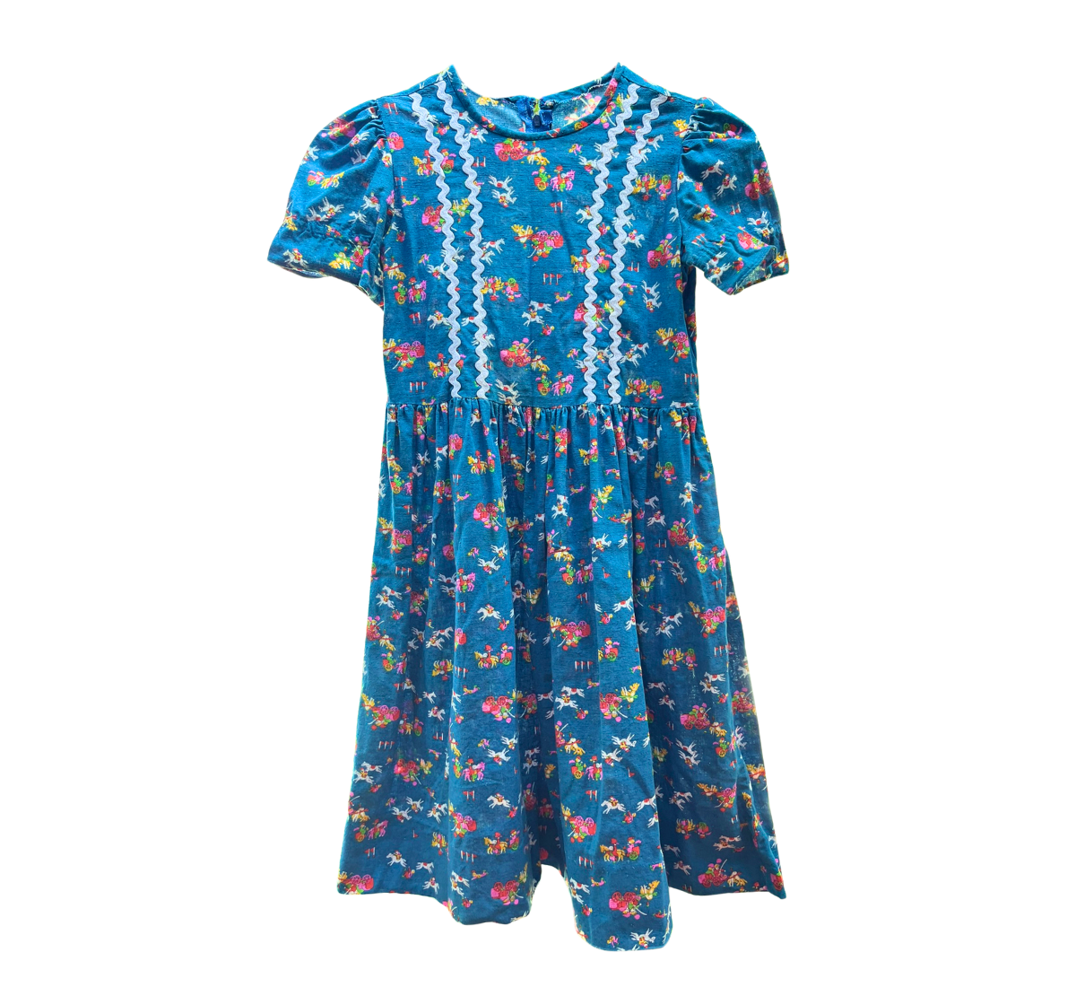 70s Ric Rac Folk Maxi Dress Blue Size 8