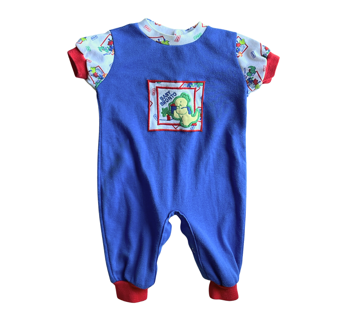 80s Health-tex Baby Bronto Dinosaur Romper Colourblock Size 0