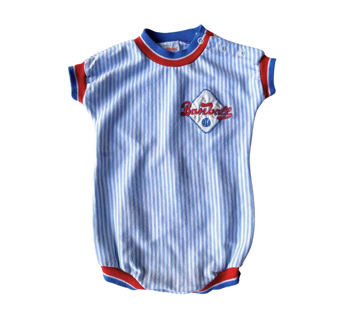 70s Healthtex Baseball Stripe Romper Made In USA Size 0