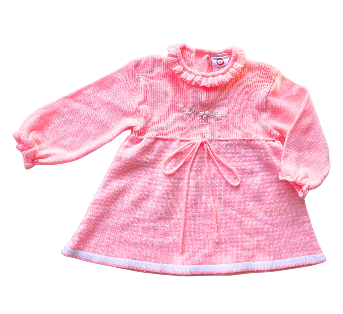 80s Target Baby Pink Knitted Long Sleeve Dress Size 0