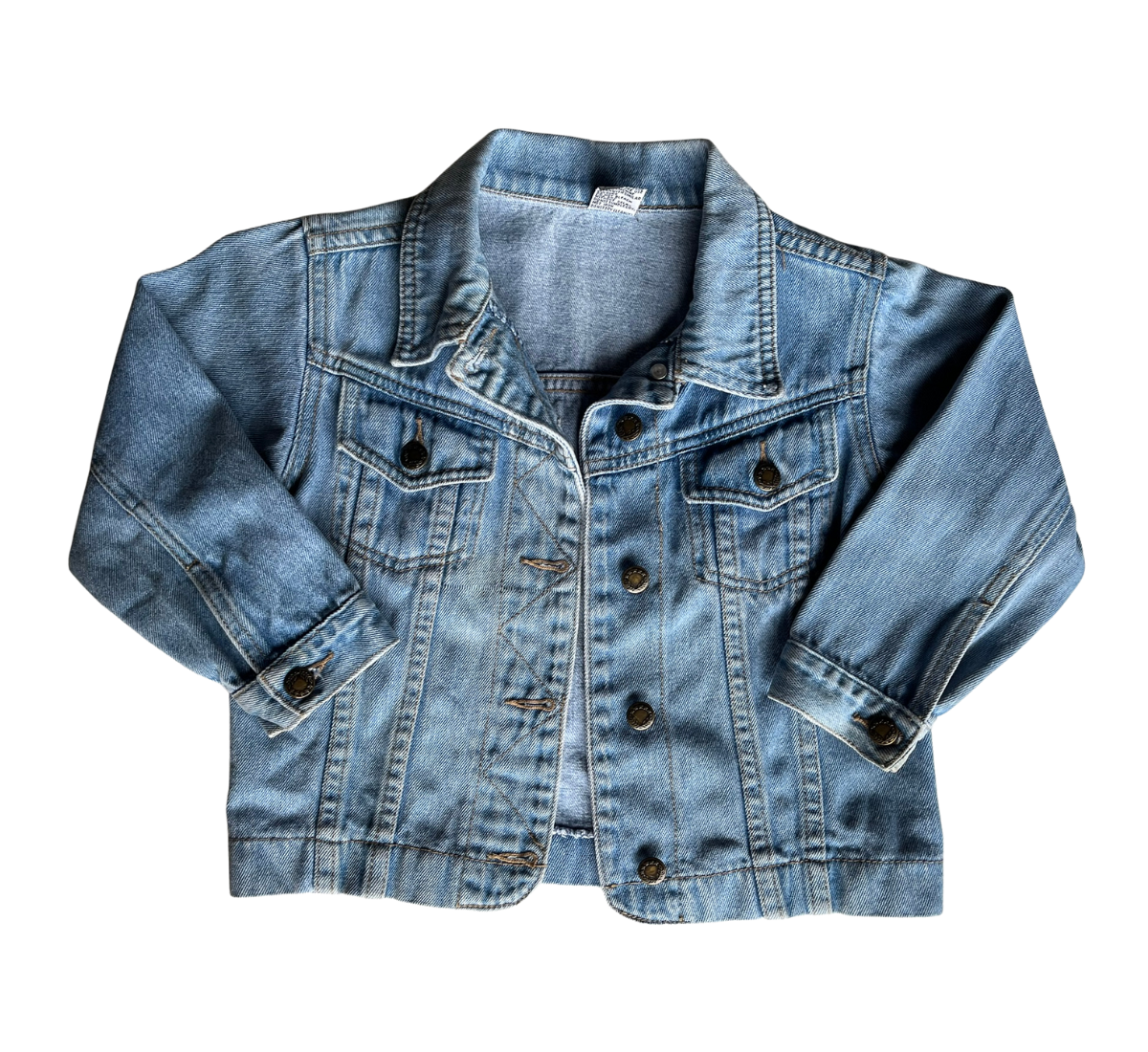 Y2K Light Wash Curve Hem Denim Jacket Size 3