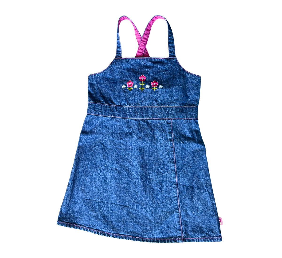 Y2K Ladybird Flower Denim Dress Size 6
