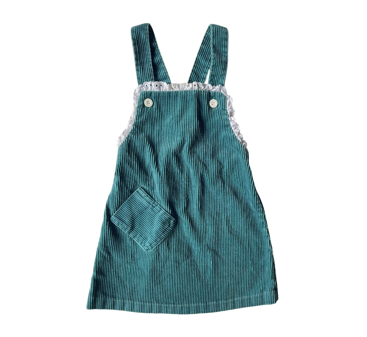 70s Health-tex Forest Green Corduroy Pinafore Size 2T