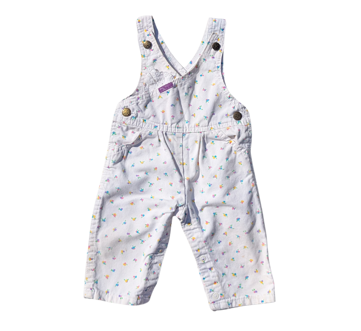 80s OshKosh B'Gosh Pastel Bloom Vestbak Overalls Size 6-9 Months
