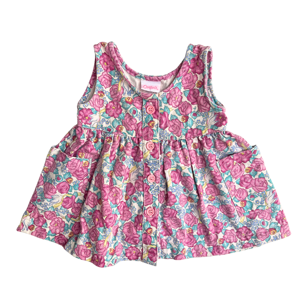 90s Carter's Rose Garden Denim Dress Size 1