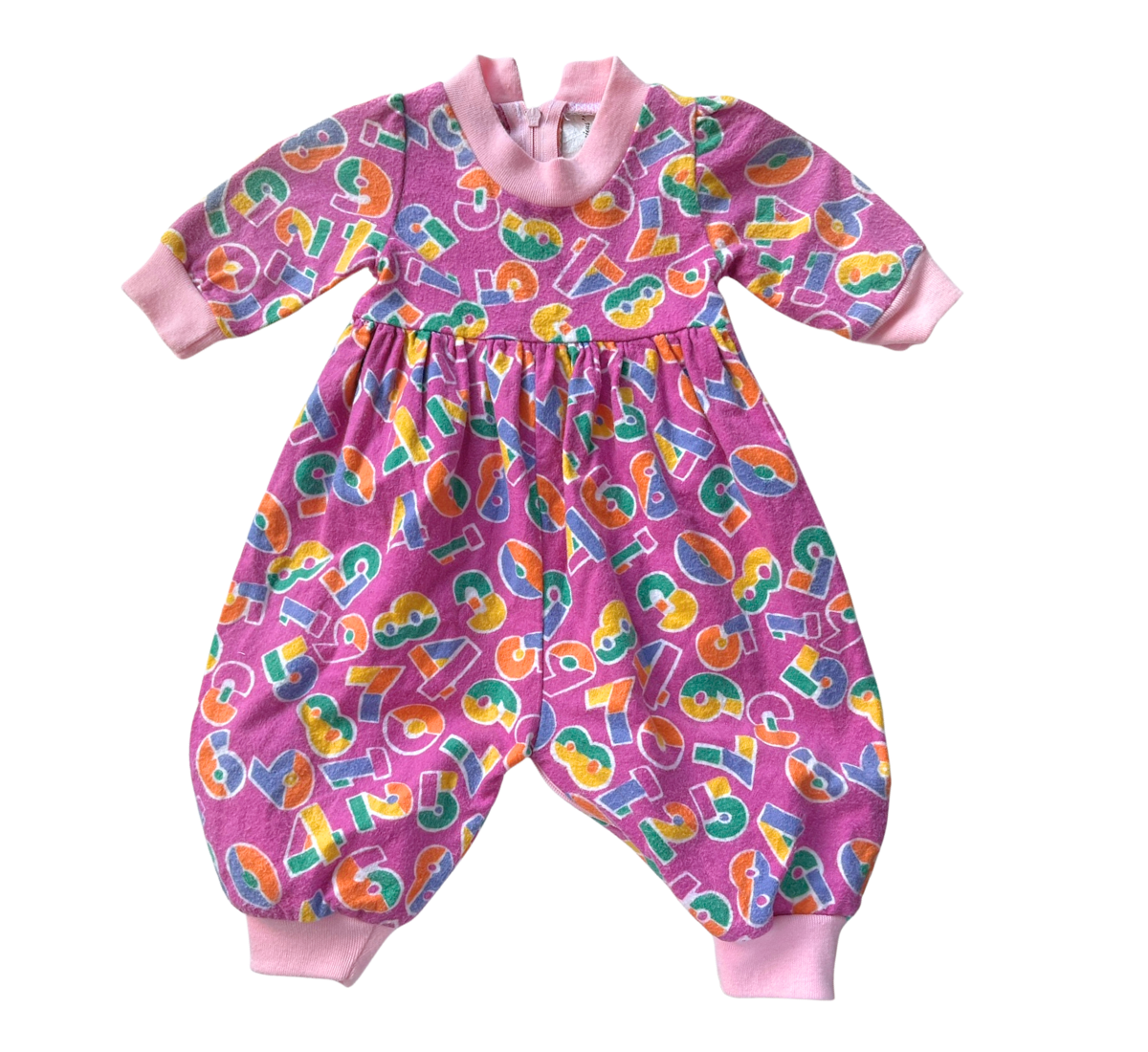 80s Counting Numbers Soft Flannel Bubble Romper Purple Size NB - 000