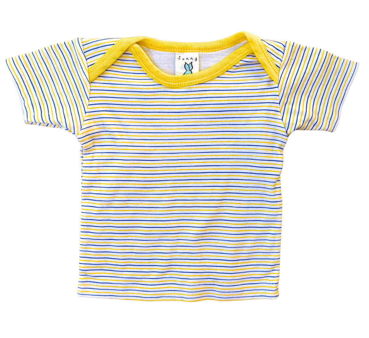 90s Blue & Yellow Stripe Envelope Neck Baby Tee Size 00