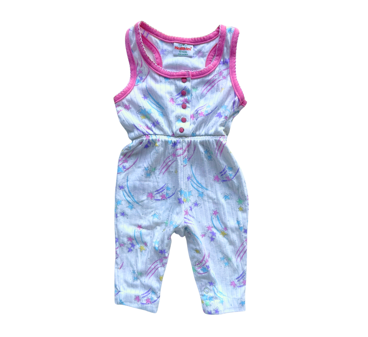 80s Health-tex Pastel Stars Ribbed Romper Size 00