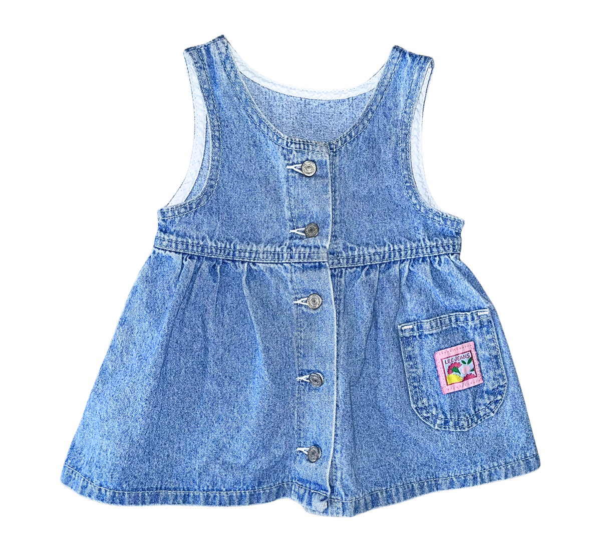 90s Lee Jeans Denim Dress Pink Patch Size 12 Months
